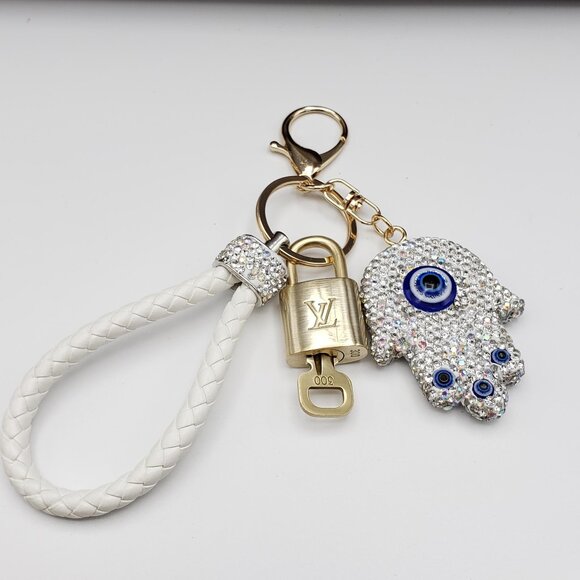 Authentic Louis Vuitton Lock & Key with unbranded Evil Eye Bagcharm - Picture 5 of 13